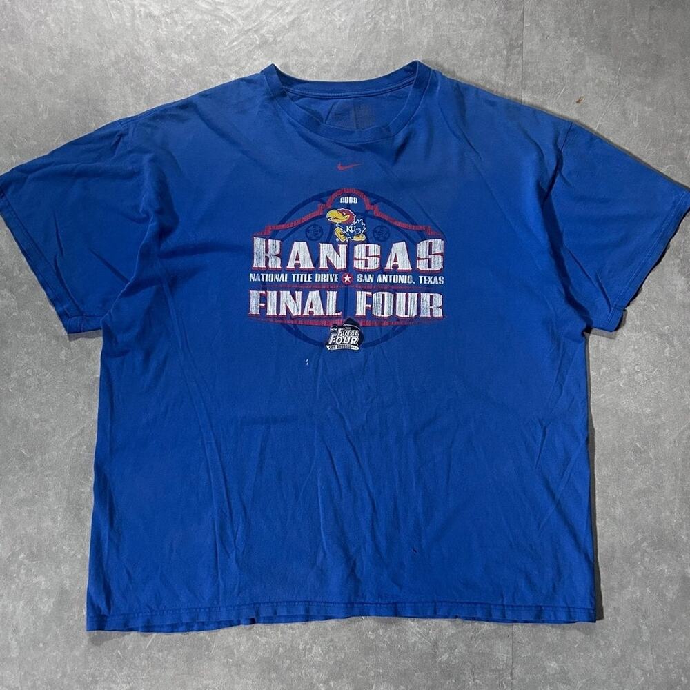 2008 Vintage Kansas Jayhawk Final Four Nike Blue T-Shirt -XL